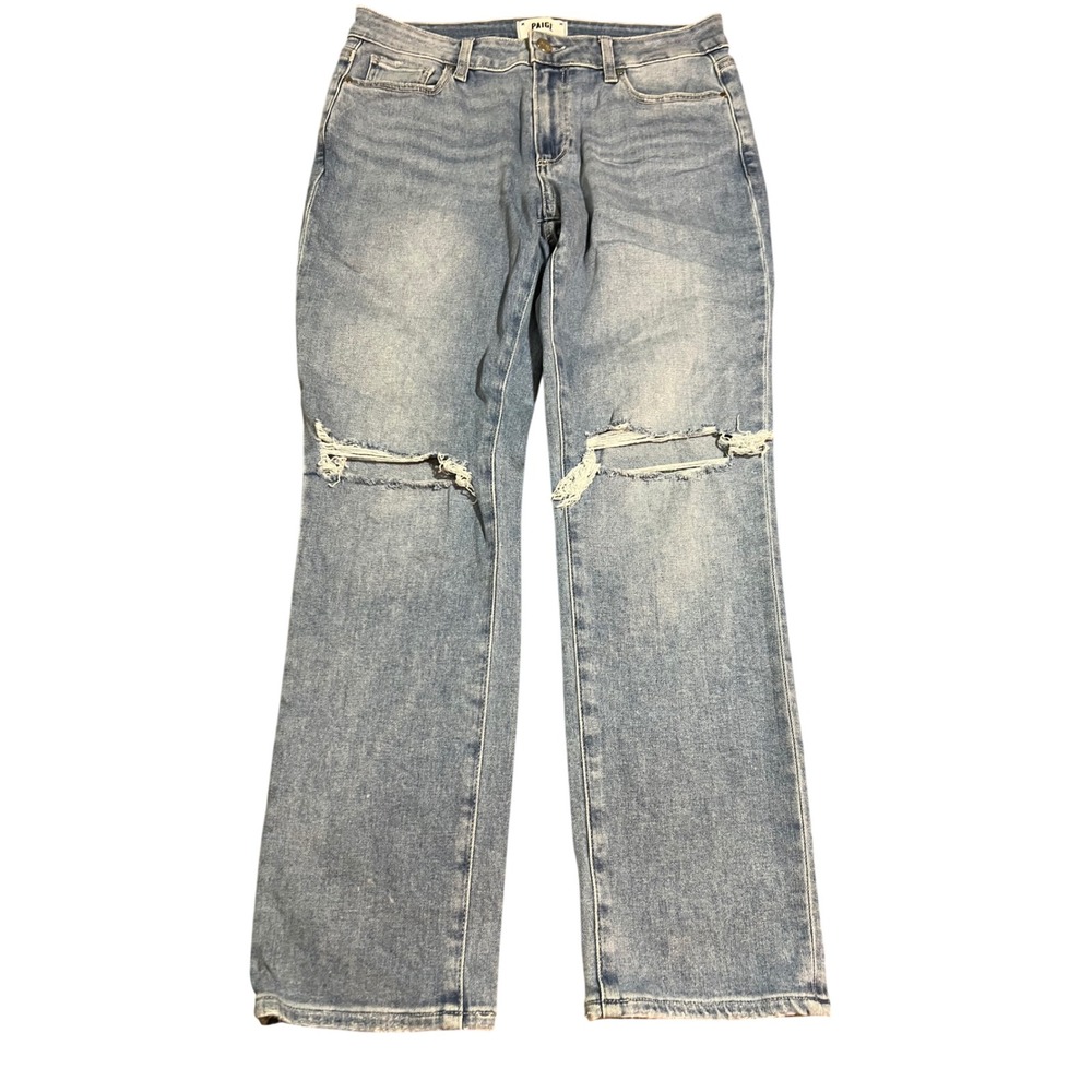PAIGE Brigitte Slim Boyfriend Jeans‎ Light Blue Distressed Denim Size 27 ripped